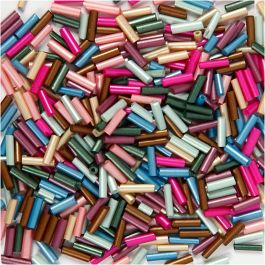 Mélange de Perles, L : 6 mm, d 1,5-2 mm, diamètre intérieur 1 mm, couleurs métalliques, 130 gr/ 1 Pq. [HOB-691220]