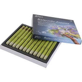 Pastels à la cire aquarellables, olive, 12 pièces/ 1 Pq. [HOB-427362]
