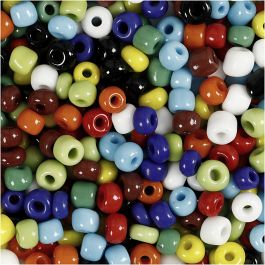 Perles de Rocaille, d 4 mm, dim. 6/0, diamètre intérieur 0,9-1,2 mm, ass. de couleurs, 1000 gr/ 1 boîte [HOB-696704]