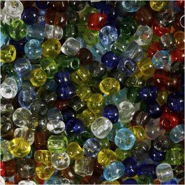 Perles de Rocaille, d 4 mm, dim. 6/0, diamètre intérieur 0,9-1,2 mm, brillant transparent, 130 gr/ 1 Pq. [HOB-696723]