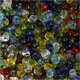 Perles de Rocaille, d 4 mm, dim. 6/0, diamètre intérieur 0,9-1,2 mm, brillant transparent, 1000 gr/ 1 Pq. [HOB-696724]