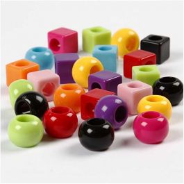 Kunststoffperlen, Größe 11 mm, Lochgröße 7 mm, Sortierte Farben, 75 g, 150 ml/ 1 Pck [HOB-699601]