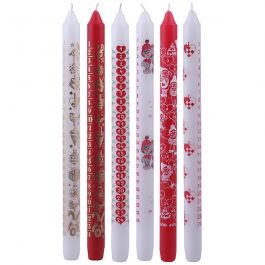 Bougies de l'Avent, H : 30 cm, d 22 mm, rouge, blanc, 24 pièces/ 1 Pq. [HOB-73633]