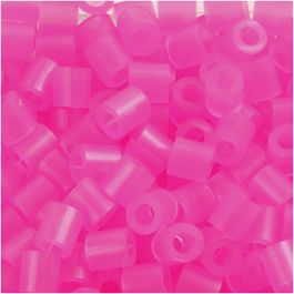Perles à repasser, dim. 5x5 mm, diamètre intérieur 2,5 mm, medium, rose néon (32257), 6000 pièces/ 1 Pq. [HOB-751301]