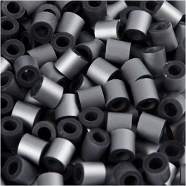 Bügelperlen, Größe 5x5 mm, Lochgröße 2,5 mm, medium, Silber (32262), 1100 Stk/ 1 Pck [HOB-751340]