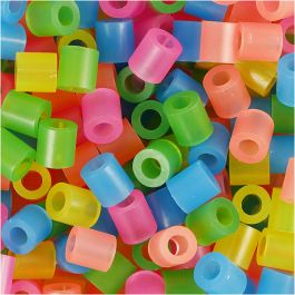 Bügelperlen, Größe 5x5 mm, Lochgröße 2,5 mm, medium, Neonfarben, 20000 sort./ 1 Eimer [HOB-75250]
