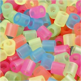 Bügelperlen, Größe 5x5 mm, Lochgröße 2,5 mm, medium, Neonfarben, 1100 sort./ 1 Pck [HOB-75253]
