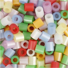 Bügelperlen, Größe 5x5 mm, Lochgröße 2,5 mm, medium, Perlmuttfarben, 5000 sort./ 1 Eimer [HOB-75262]