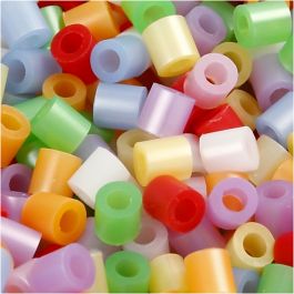 Bügelperlen, Größe 5x5 mm, Lochgröße 2,5 mm, medium, Perlmuttfarben, 1100 sort./ 1 Pck [HOB-75263]
