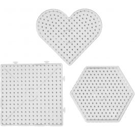 Plaque à picots, coeurs, hexagones, carrés, dim. 15x15-17,5x17,5 cm, JUMBO, transparent, 6 pièces/ 1 Pq. [HOB-75324]