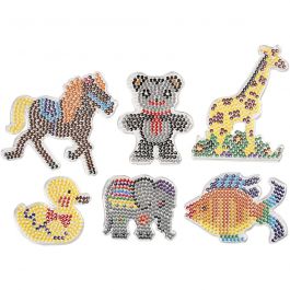Steckplatte, Ente, Elefant, Giraffe, Bär, Pferd und Fisch, Größe 10x11-13x16,5 cm, medium, 6 Stk/ 1 Pck [HOB-75594]