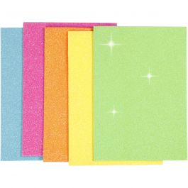 Feuilles de mousse EVA, A5, feuille 150x210 mm, ép. 2 mm, ass. de couleurs, 5 flles/ 1 Pq. [HOB-769013]