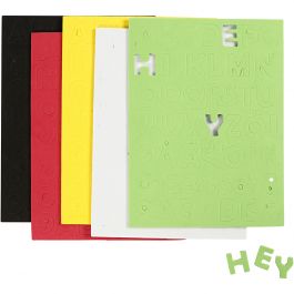 Moosgummi-Buchstaben & Zahlen, Blatt 15x21 cm, Größe 2-2,3 cm, Dicke 2 mm, Sortierte Farben, 5 Bl./ 1 Pck [HOB-769014]