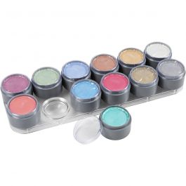 Palette de maquillage pour visage à base d'eau, couleurs nacrées, 12x15ml/ 1 pièce [HOB-77061]