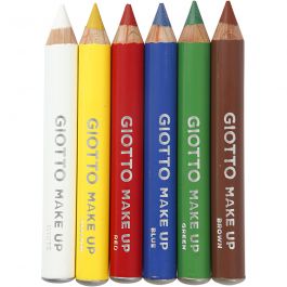 Crayons de maquillage, L : 9 cm, couleurs classiques, 6 pièces/ 1 Pq. [HOB-77200]