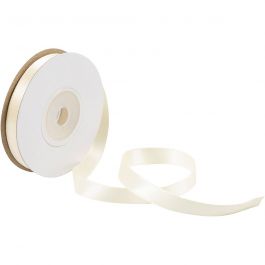 Ruban de satin, L : 10 mm, crème, 10 m/ 1 rouleau [HOB-780102]