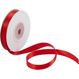 Ruban de satin, L : 10 mm, rouge, 10 m/ 1 rouleau [HOB-780134]