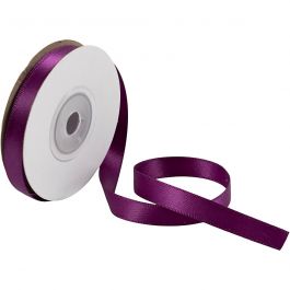Ruban de satin, L : 10 mm, violet foncé, 10 m/ 1 rouleau [HOB-780145]