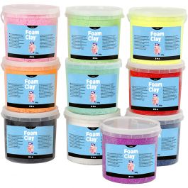 Foam Clay®, couleurs assorties, paillettes, 10x560 gr/ 1 Pq. [HOB-78098]