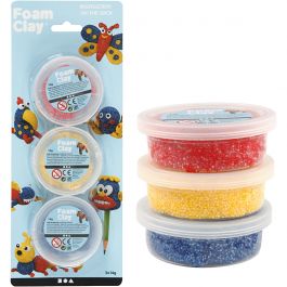 Foam Clay®, bleu, rouge, jaune, 3x14 gr/ 1 Pq. [HOB-78139]