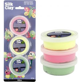 Silk Clay®, vert clair, rose néon, jaune néon, 3x14 gr/ 1 Pq. [HOB-78148]