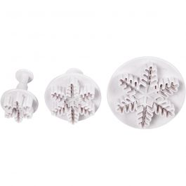 Emporte-Pièces avec Tampon, flocon de neige, d 3,2+4,8+6,5 cm, blanc, 3 pièces/ 1 Pq. [HOB-782875]