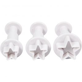 Emporte-Pièces avec Tampon, étoile, d 2,1+2,3+2,6 cm, blanc, 3 pièces/ 1 Pq. [HOB-782877]