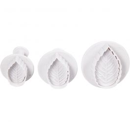 Emporte-Pièces avec Tampon, feuille, d 3,4+4,4+4,9 cm, blanc, 3 pièces/ 1 Pq. [HOB-782878]