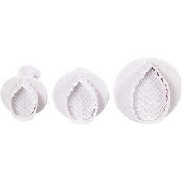 Emporte-pièces avec tampon, blanc, feuille, d: 3,4+4,4+4,9 cm, 3 pièce/ 1 Pq. [HOB782878]
