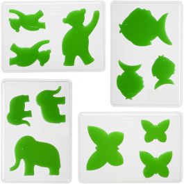 Moules décoratifs, animaux, H : 6+8+10 cm, P: 9 mm, dim. 14,9x22 cm, 4 pièces/ 1 Pq. [HOB-78638]
