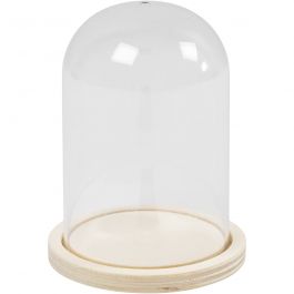 Cloche sur pied en bois, H : 9,5 cm, d 6 cm, diamètre intérieur 3 mm, 1 pièce [HOB-580820]