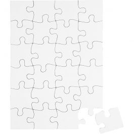 Puzzle blanc, dim. 15x21 cm, blanc, 24 pièces, 16 pièces/ 1 Pq. [HOB-95194]