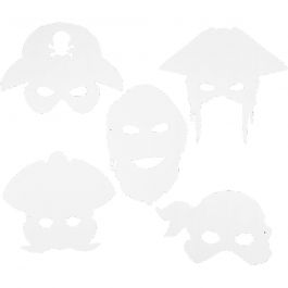 Masques de pirates, H : 16-26 cm, L : 17,5-26,5 cm, 230 gr, blanc, 16 pièces/ 1 Pq. [HOB-95212]