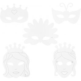 Masques conte de fée, H : 13,5-25 cm, L : 17-25 cm, 230 gr, blanc, 16 pièces/ 1 Pq. [HOB-95214]