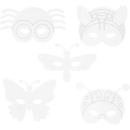Masques insectes, H : 14-17 cm, L : 19,5-23 cm, 230 gr, blanc, 16 pièces/ 1 Pq. [HOB-95215]