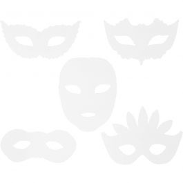 Masques de théâtre, H : 8,5-19 cm, L : 15-20,5 cm, 230 gr, blanc, 16 pièces/ 1 Pq. [HOB-95216]