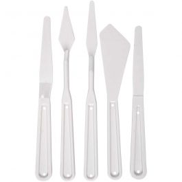 Plastik Spachtel, L 17-20 cm, B 13-33 mm, Weiß, 5 Stk/ 1 Pck [HOB-95222]