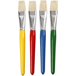 Kinderpinsel, L 19 cm, B 20 mm, Flach, 4 Stk/ 1 Pck [HOB-95236]