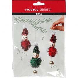 Mini Kit DIY, lutins de Noël comme décoration à suspendre, 1 Pq. [HOB-977353]