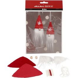 Mini kit créatif, lutin de Noël à suspendre, H: 11 cm, 2 pièce/ 1 set [HOB977400]