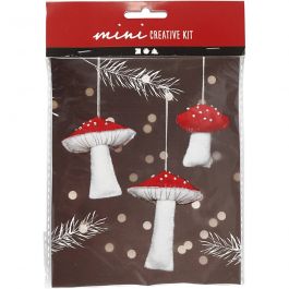 Mini Kit DIY, champignons vénéneux, H : 6,5+8+10 cm, 1 set [HOB-977402]