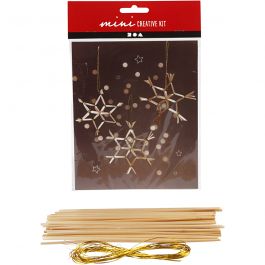Mini Kit DIY, flocons de neige en paille, H : 10 cm, 1 set [HOB-977412]