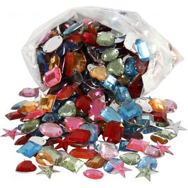 Pierres de strass, dim. 10-17 mm, ass. de couleurs, 210 gr/ 1 Pq. [HOB-99227]