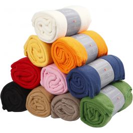 Fleece, L 125 cm, B 150 cm, Sortierte Farben, 10 Stk/ 1 Pck [HOB-99675]