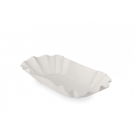 Bol en carton festonné 14x3,7x22 cm Blanc (1.000 pcs) [TK-9987274]