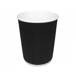 Kaffeetasse 230cc 8oz Ø8 cm Ripple Schwarz (500 Stück) [TK-9987545]
