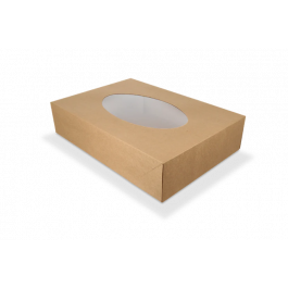 Catering-Boxen kraft 36x25x8cm mit Fenster (50 Stück) [TK-9987698]