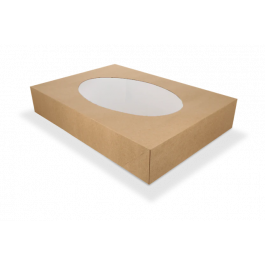 Catering-Boxen kraft 46x32x8cm mit Fenster (50 Stück) [TK-9987699]