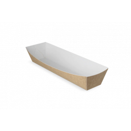Barquette à saucisses A16 kraft/Blanc (400 pcs) [TK-9987895]