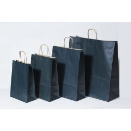 Sac de course Bleu Foncé - Papier Kraft 90 grammes - 22+10 x 31 cm (50 pièces) [PAM2231DKBL]